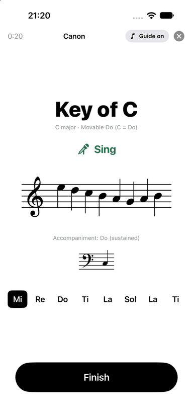 Melody Shadowing: sing Canon in movable Do